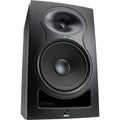 Kali Audio LP-8 V2 active nearfield monitors with black finish, featuring front-facing controls and large drivers for accurate sound.