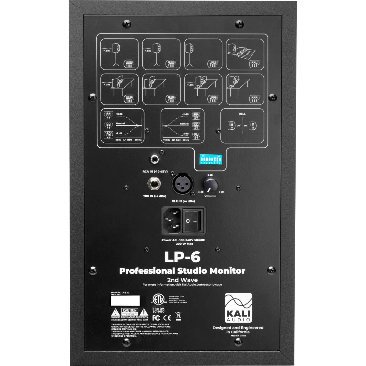 Kali Audio LP-6 V2 active nearfield monitors shown on a desk with their sleek black finish and front-facing speaker drivers.