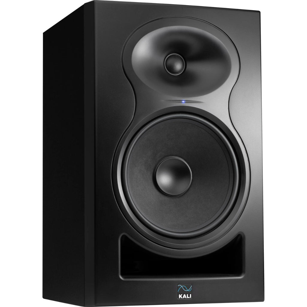 Kali Audio LP-8 V2 active nearfield monitor speaker with black finish and front bass port, designed for studio audio production