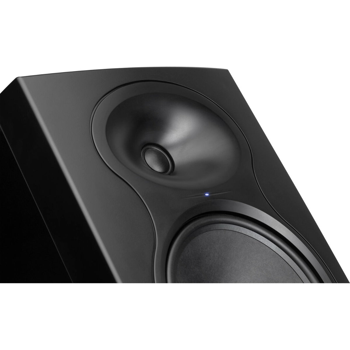 Kali Audio LP-8 V2 active nearfield monitors shown from front view with black speaker enclosures and control knobs.