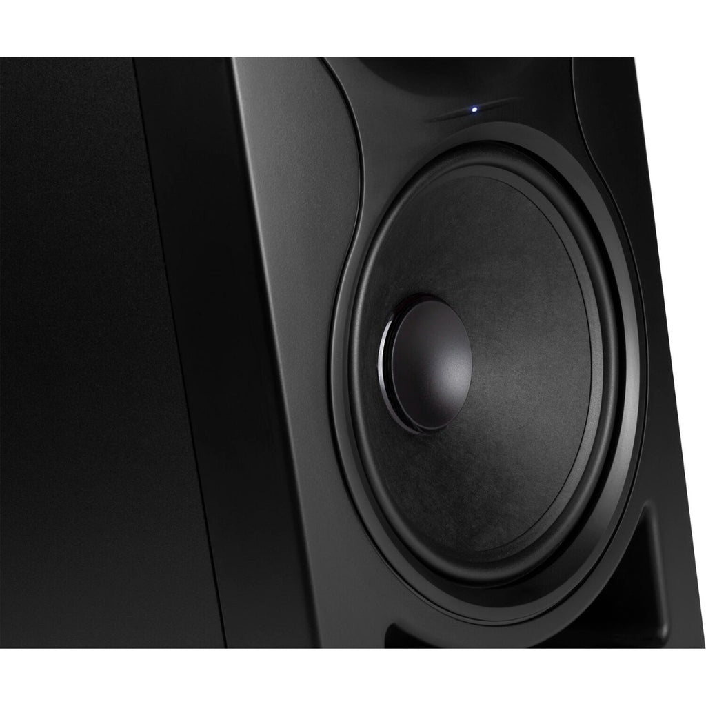 Kali Audio LP-8 V2 active nearfield monitor speaker with black front grille and control panel, designed for studio audio monitoring