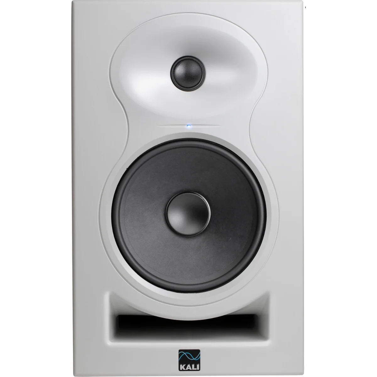 Kali Audio LP-6 V2 active nearfield monitors with black enclosures and front-facing controls on a studio desk