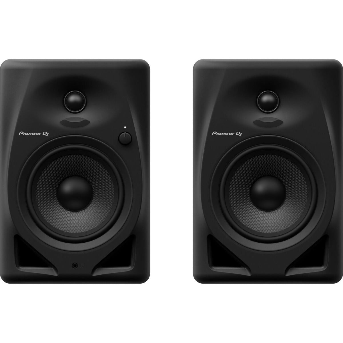 Pioneer DJ DM-50D desktop speakers with black finish, compact design, and built-in controls on front panel.