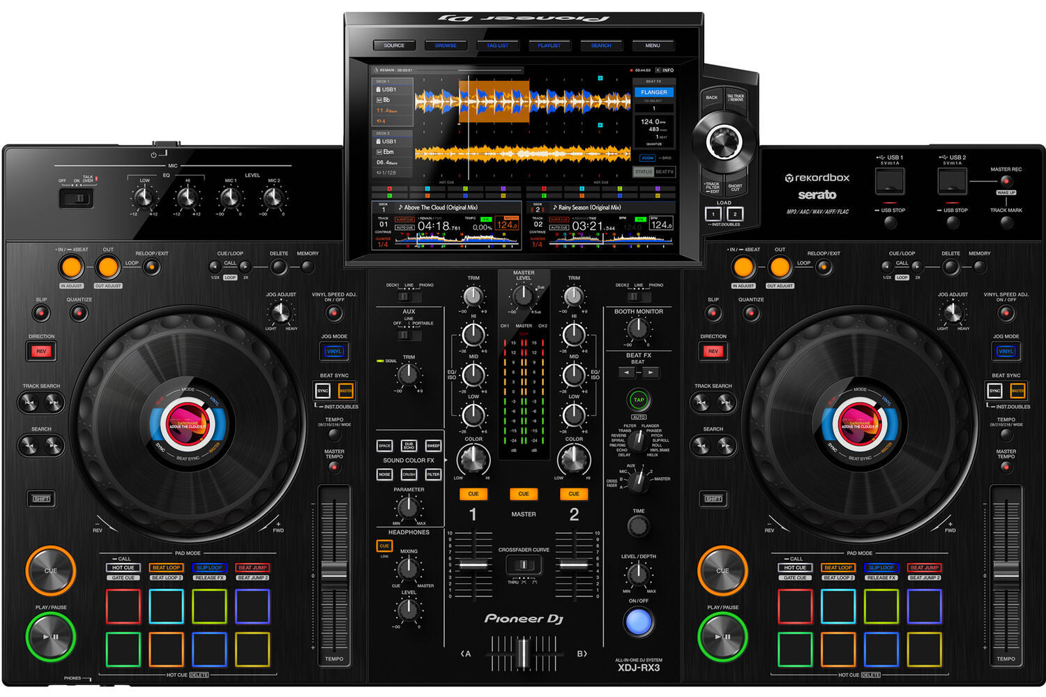 Pioneer DJ XDJ-RX3 DJ media player with large touchscreen display and professional controls for DJ mixing.