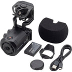 Zoom Q8n-4K video camera with multiple lenses and controls, designed for high-quality audio and video recording.