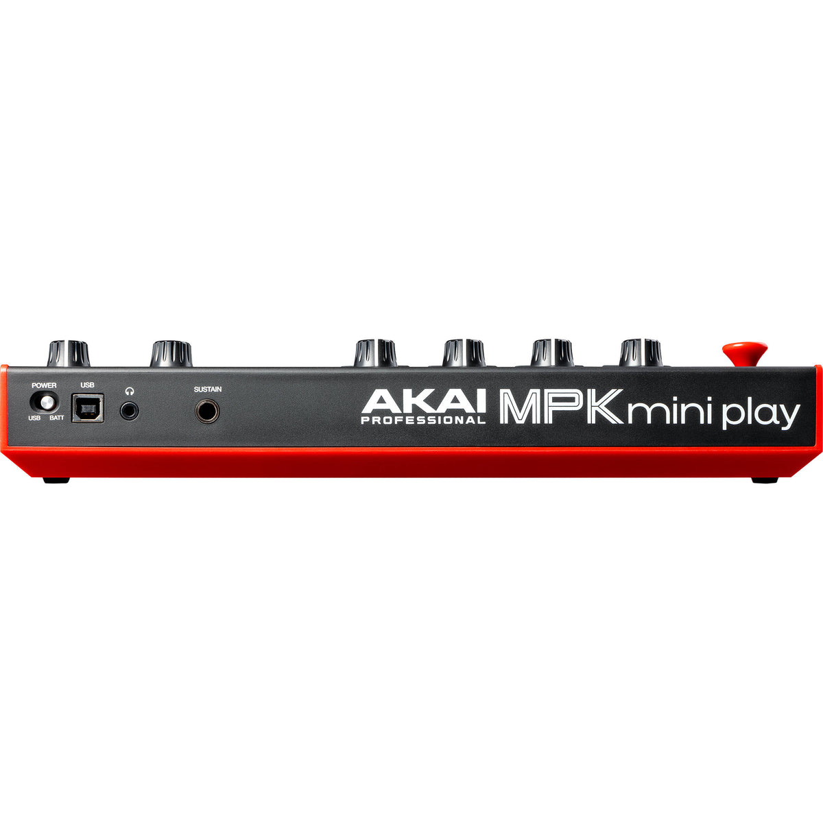 Akai Professional MPK Mini Play MK3 MIDI keyboard with compact keys and built-in controls on a white background.