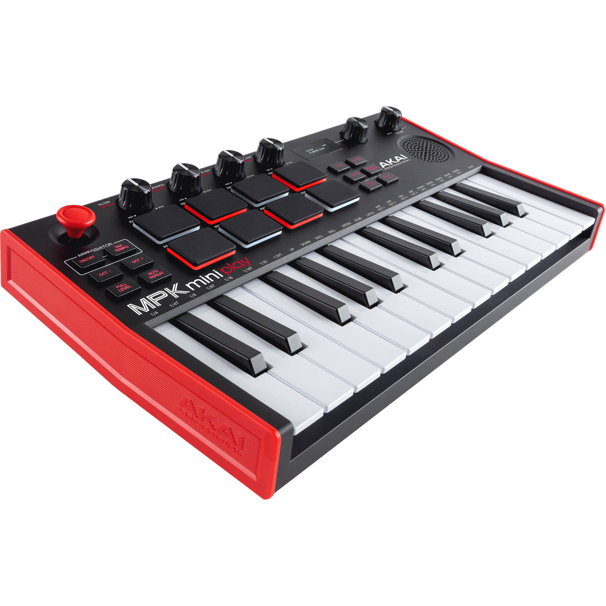 Akai Professional MPK Mini Play MK3 MIDI keyboard with built-in drum pads and compact design for music production.