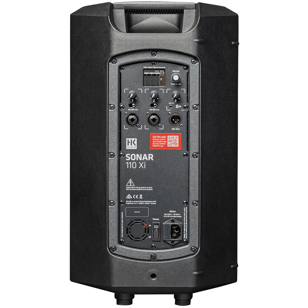 HK Audio SONAR 110 Xi active loudspeaker with control panel and speaker grille, designed for professional sound reinforcement.