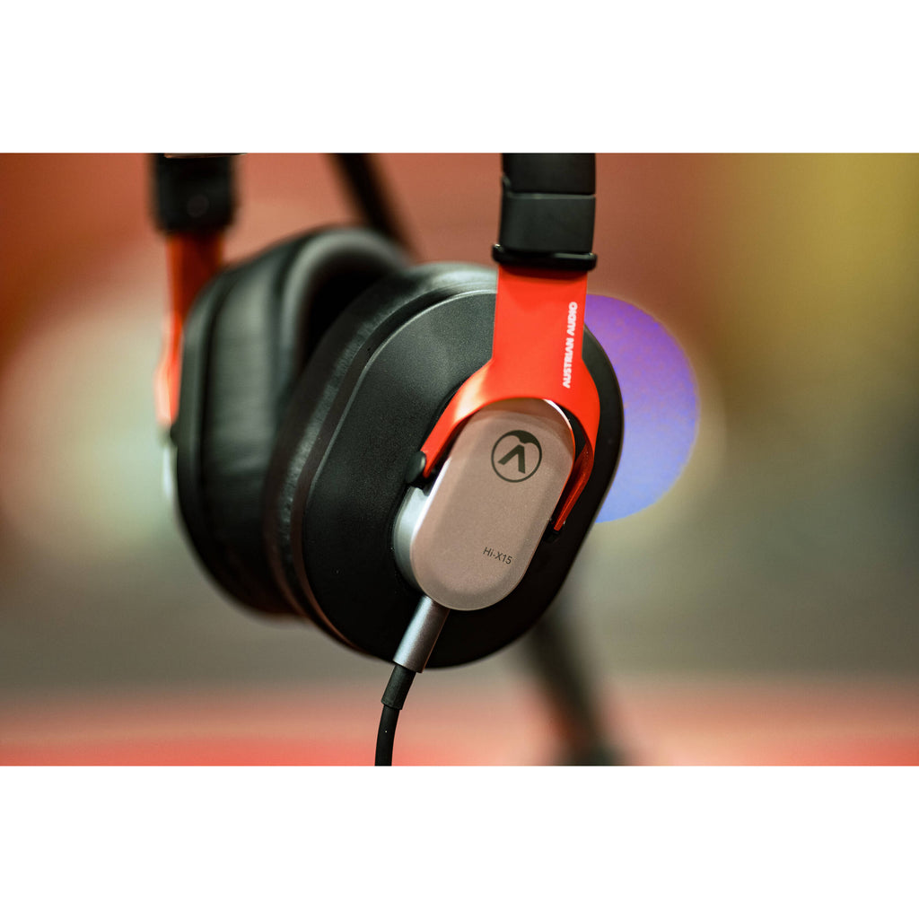 Austrian Audio Hi-X15 studio headphones with over-ear design, black color, and cushioned ear cups for professional audio monitoring.