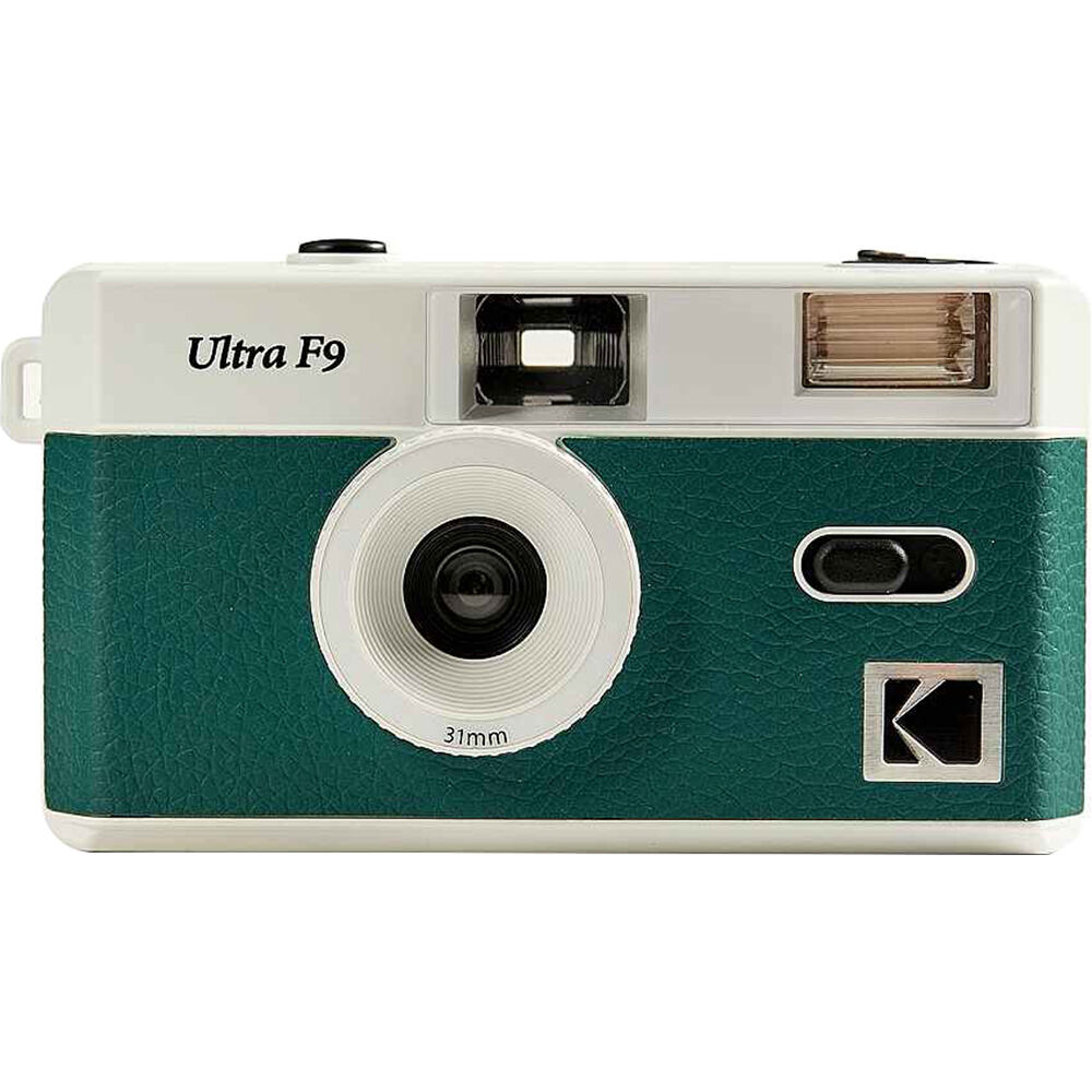 Kodak Ultra F9 reusable instant camera with compact design and black body, ready for capturing photos.