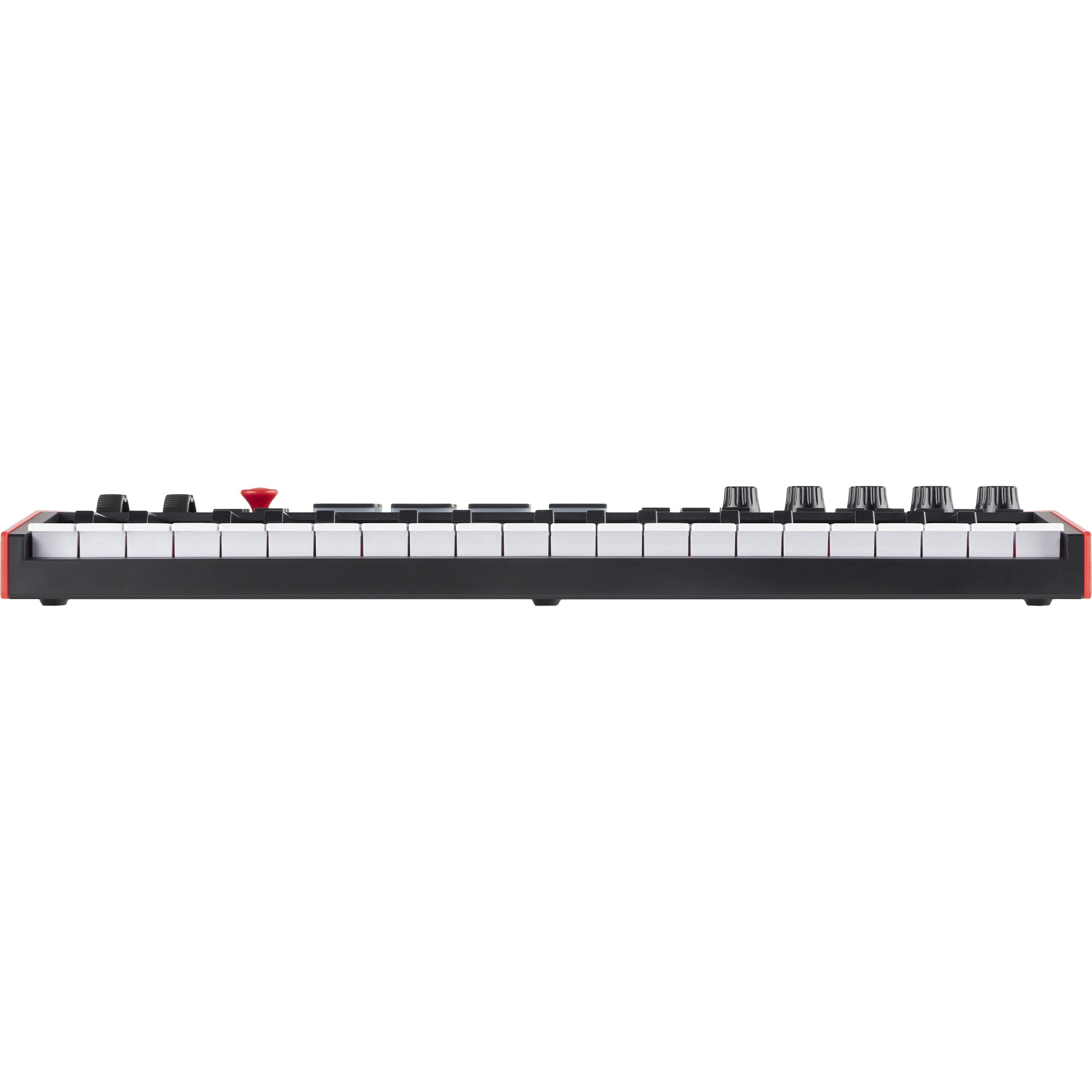Akai Professional MPK Mini Plus MIDI keyboard with 25 keys, control pads, and knobs for music production and performance.