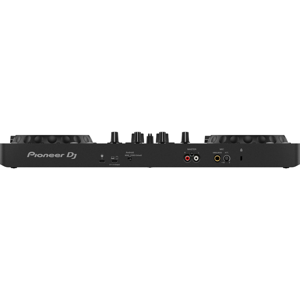 Pioneer DJ DDJ-FLX4 DJ controller with jog wheels, control knobs, and performance pads for mixing music.