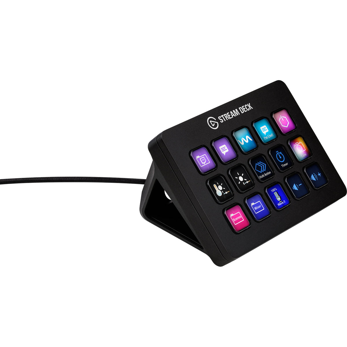 Elgato Stream Deck MK2 video editing controller with customizable LCD keys and compact design for streamers and content creators.