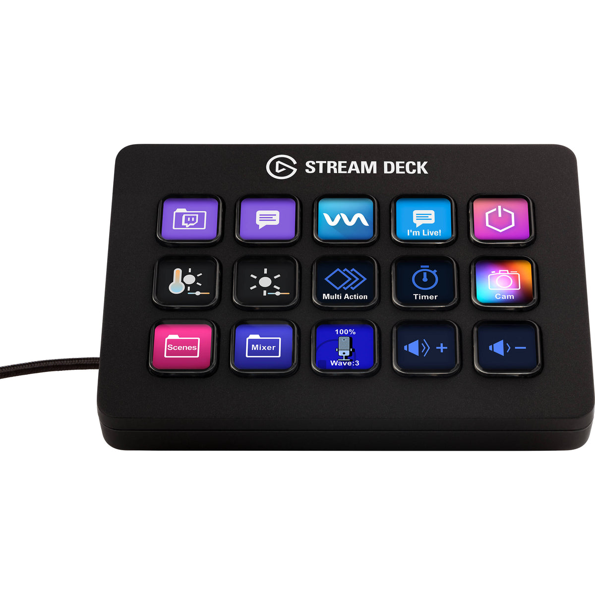 Elgato Stream Deck MK2 video editing controller with customizable LCD keys for streamers and content creators.