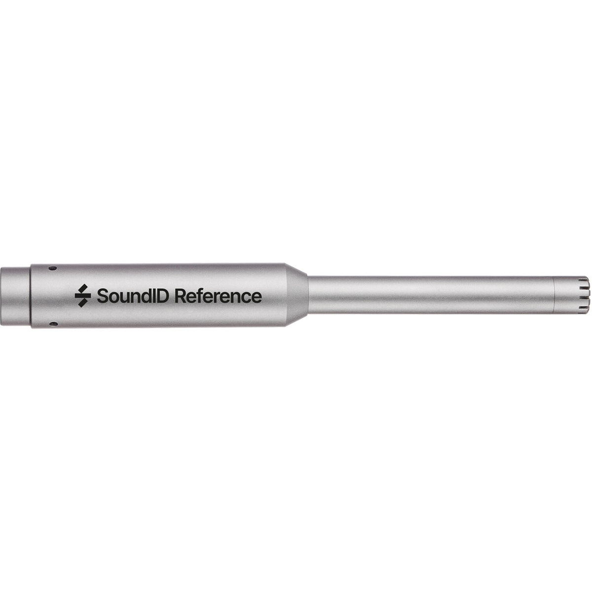 Sonarworks SoundID Reference measurement microphone for room calibration, shown with a compact, professional microphone and stand.