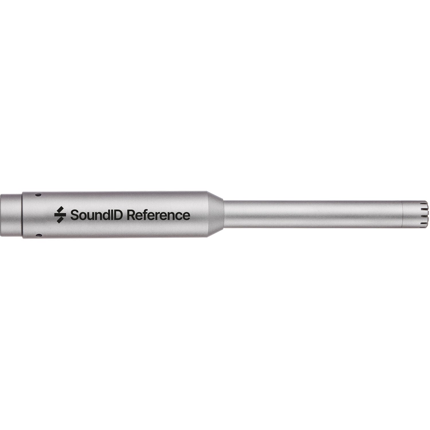 Sonarworks SoundID Reference measurement microphone for room calibration, shown with a compact, professional microphone and stand.
