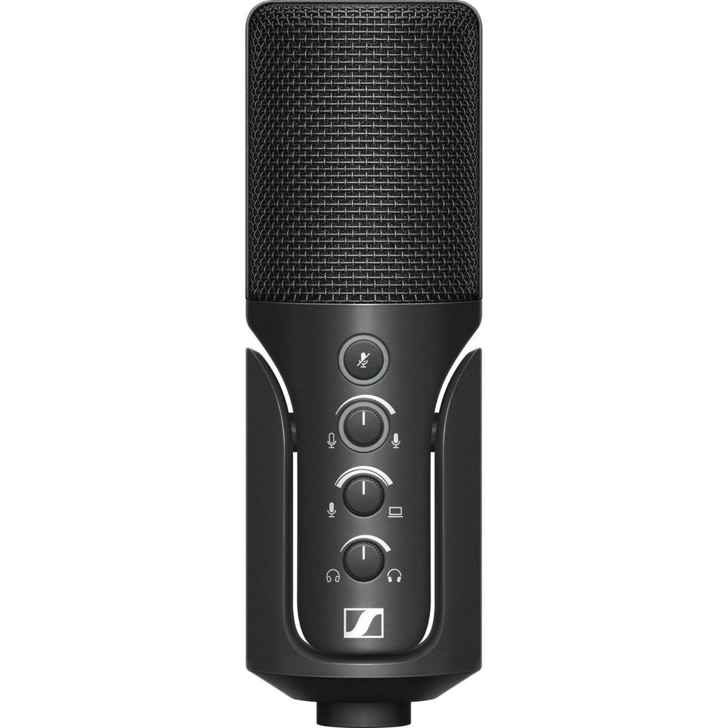 Sennheiser Profile USB-C microphone with sleek design, featuring a compact build and USB-C connector for clear audio recording.