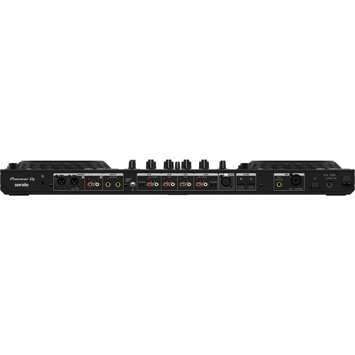 Pioneer DJ DDJ-FLX10 DJ controller with jog wheels, faders, and colorful LED pads for professional mixing and DJing.
