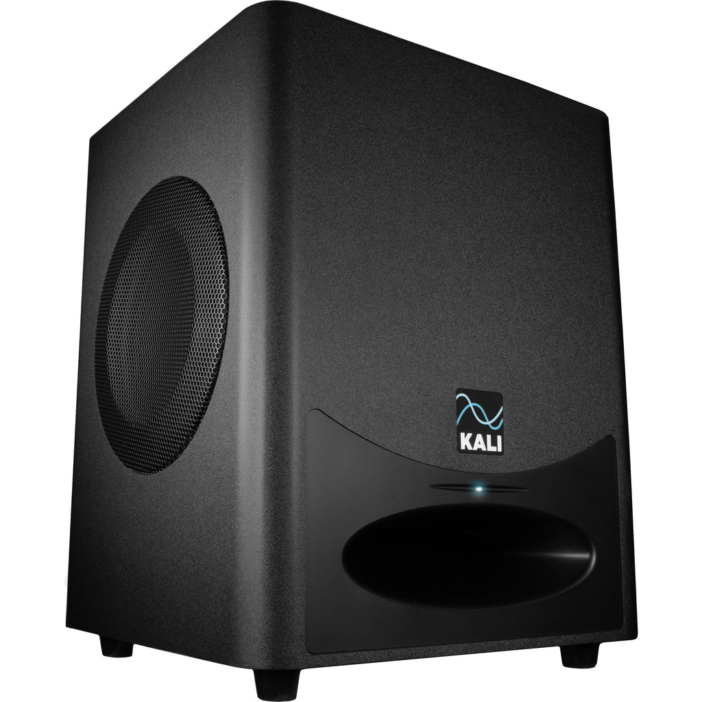 Kali Audio WS-6.2 subwoofer with black enclosure and control panel, designed for high-quality audio performance.