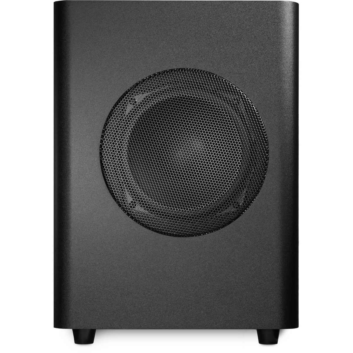 Kali Audio WS-6.2 subwoofer showing black enclosure, control panel, and speaker cone, designed for high-performance audio.