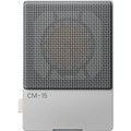 Teenage Engineering CM-15 condenser microphone with sleek black body and adjustable stand, designed for high-quality audio recording.