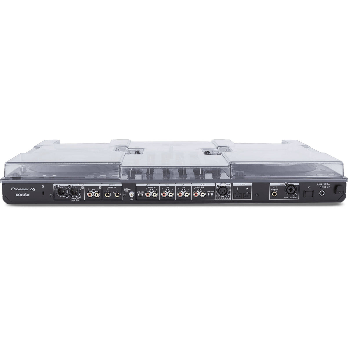 Decksaver Pioneer DDJ-FLX10 DJ cover protecting the controller, made of durable transparent material, designed for secure fitting.