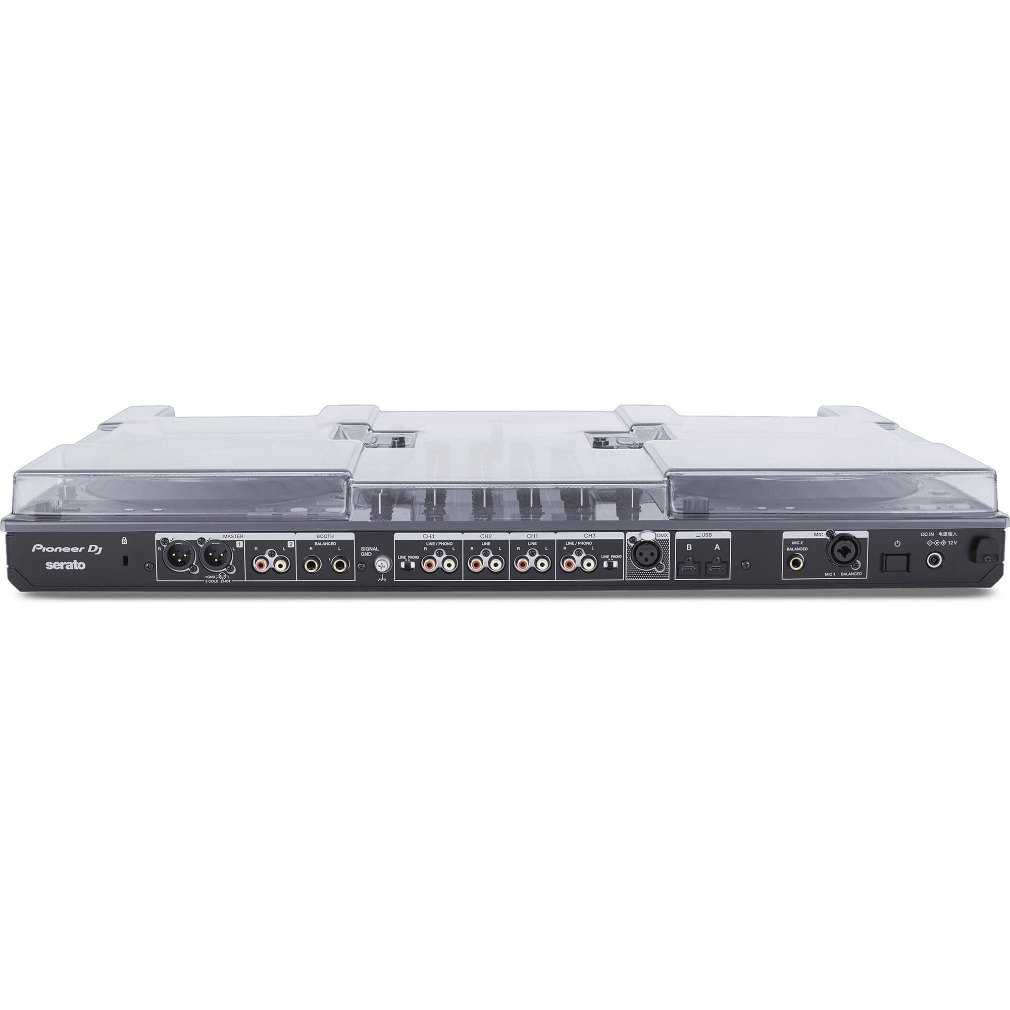 Decksaver Pioneer DDJ-FLX10 DJ cover protecting the controller, made of durable transparent material, designed for secure fitting.