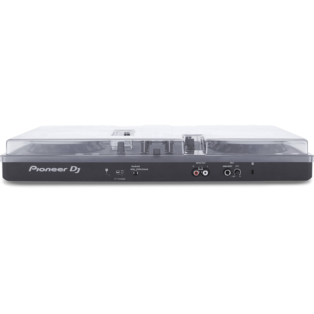 Decksaver Pioneer DDJ-FLX4 DJ cover in light edition, transparent plastic protective cover for DJ controller, showing sleek design.