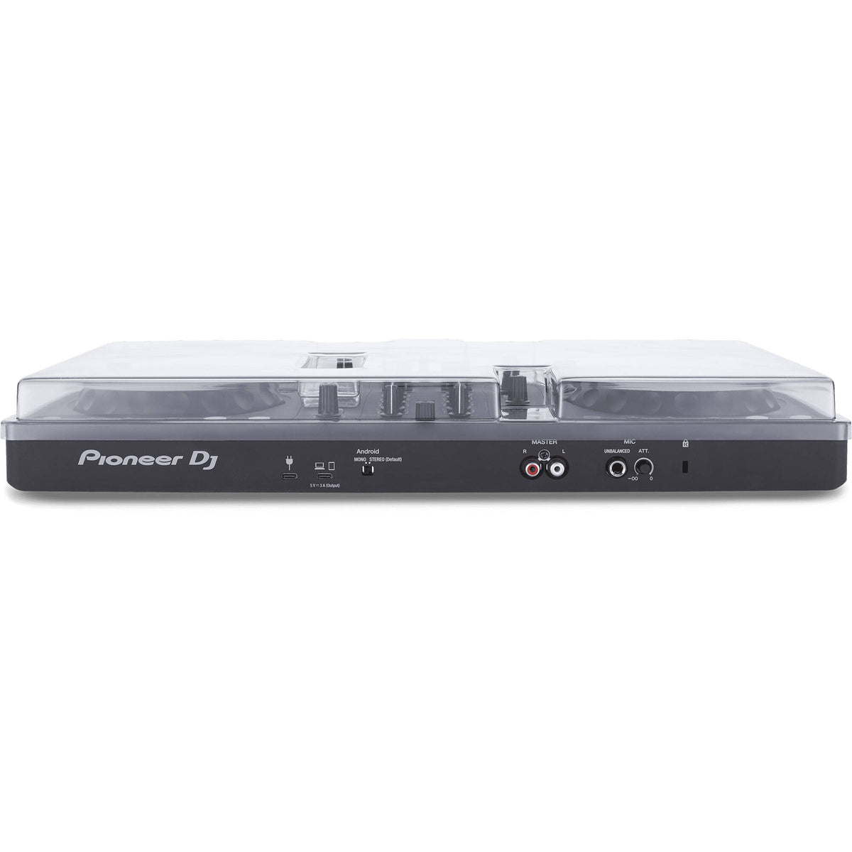 Decksaver Pioneer DDJ-FLX4 DJ cover in light edition, transparent plastic protective cover for DJ controller, showing sleek design.