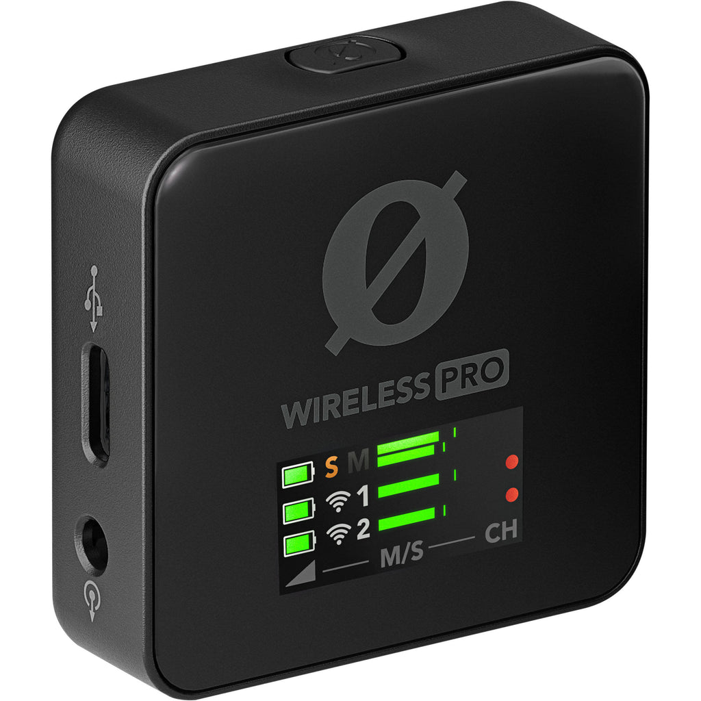 Rode Wireless PRO professional wireless microphone system with transmitter and receiver units for high-quality audio.