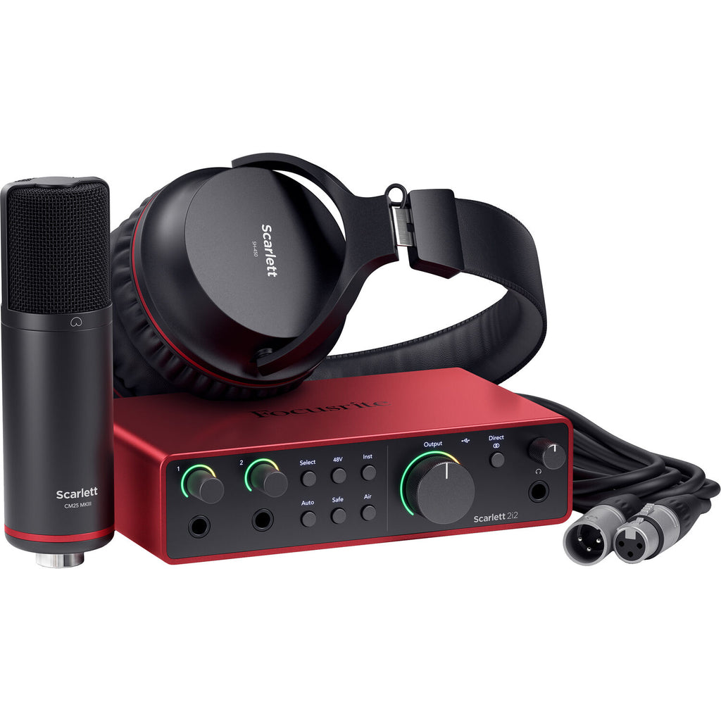 Focusrite Scarlett 2i2 Studio 4th Gen bundle with audio interface, headphones, and microphone for home recording and music production