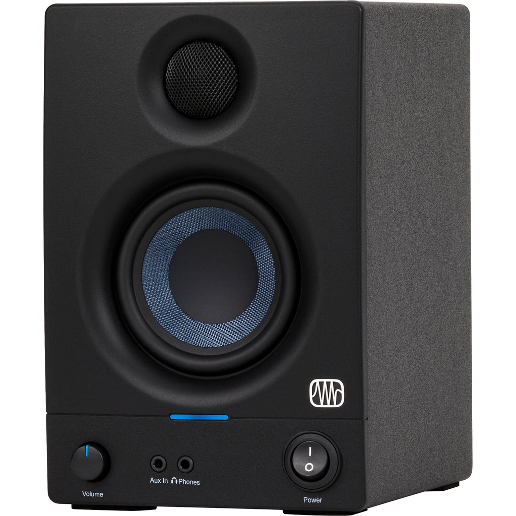 Presonus Eris 3.5 second-generation desktop speakers with black finish and compact design, ideal for studio or computer use.