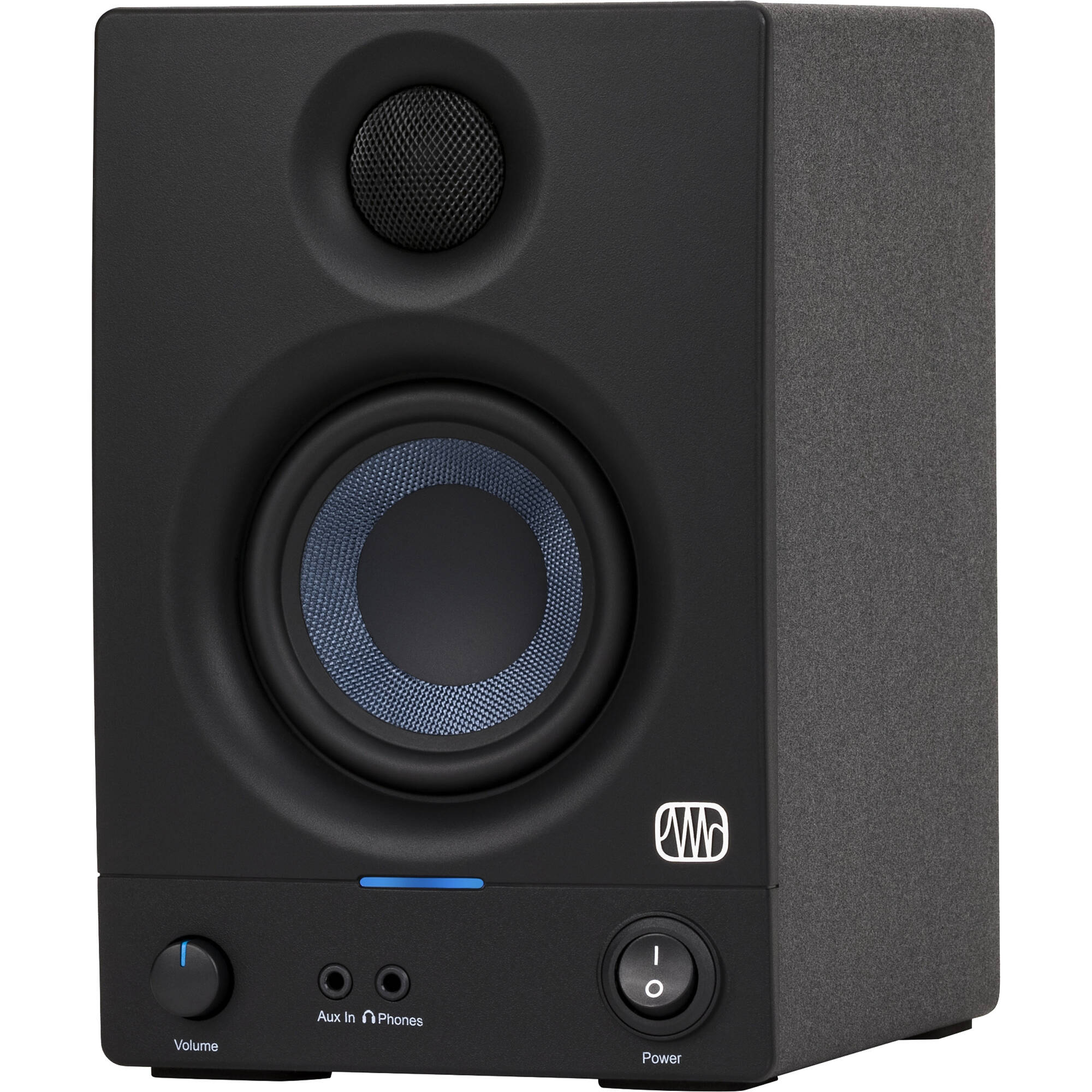 Presonus Eris 3.5 second-generation desktop speakers with black finish and compact design, ideal for studio or computer use.