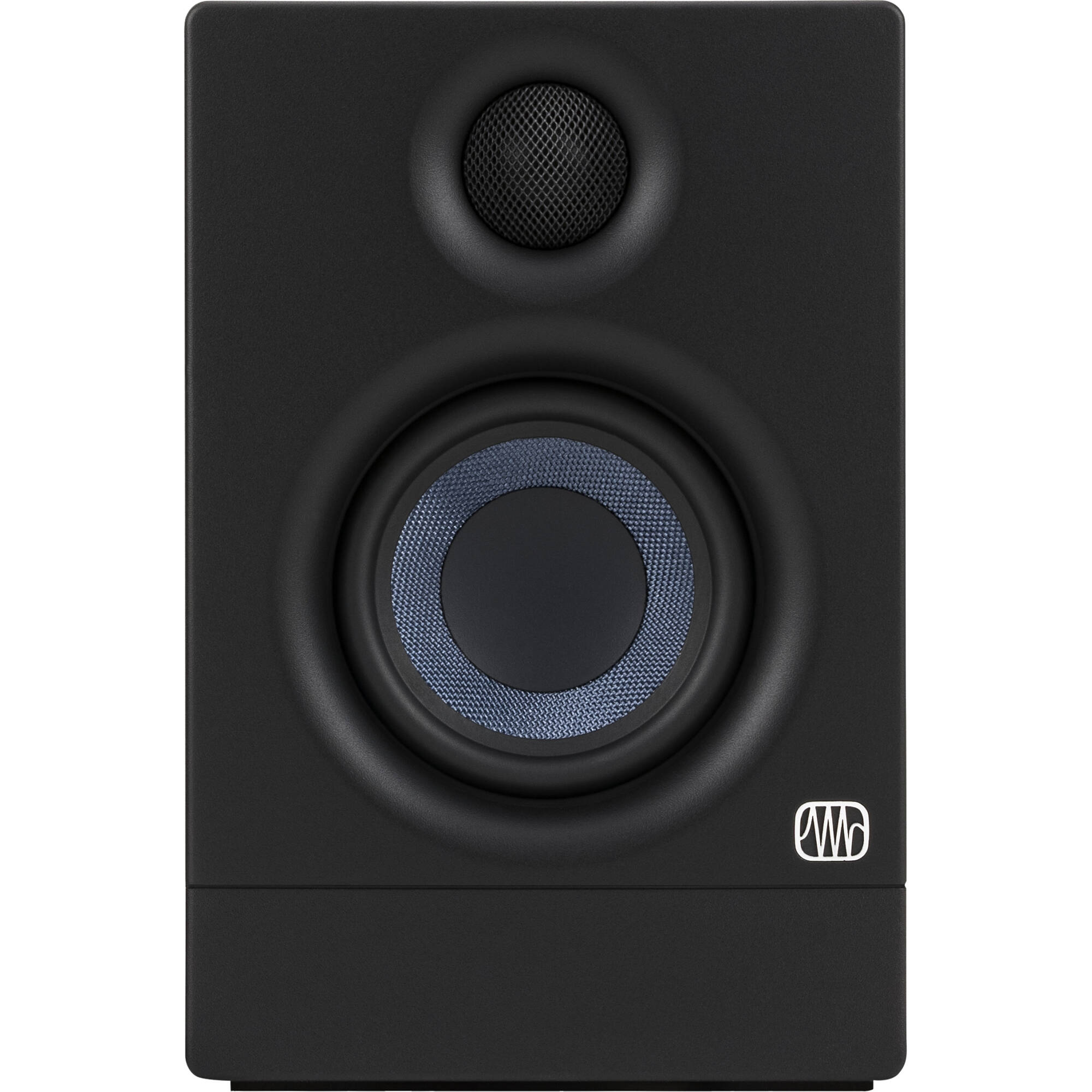 Presonus Eris 3.5 2nd Gen desktop speakers shown on a desk with a modern setup for accurate audio playback.