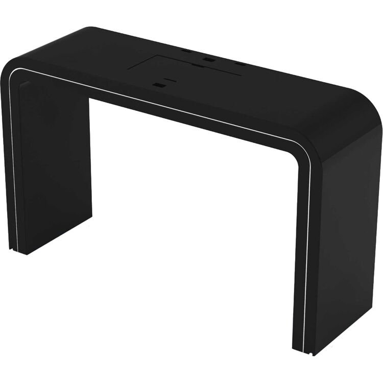 Glorious Session Cube XL DJ table in sleek black finish with spacious design for equipment and setup versatility.