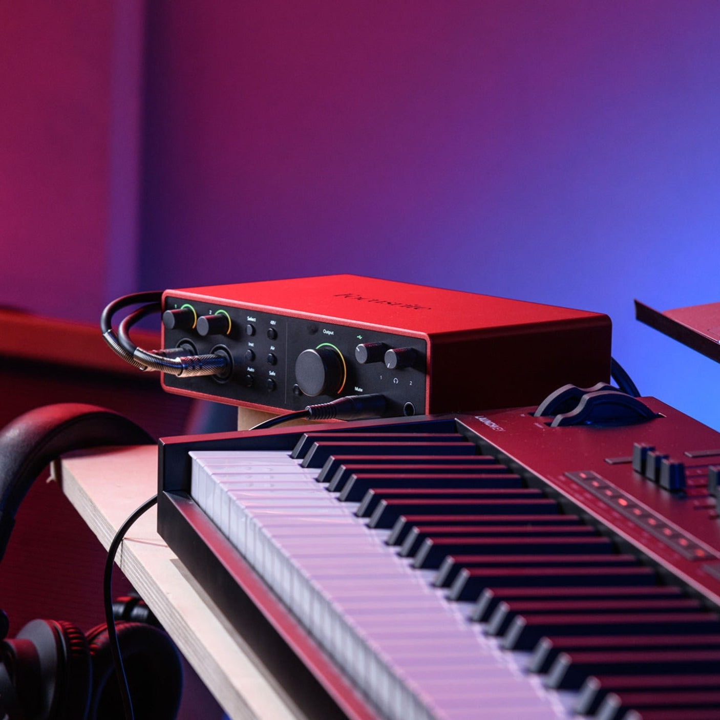 Focusrite Scarlett 16i16 4th Gen audio interface with multiple input/output ports and sleek black design, ideal for professional recording.