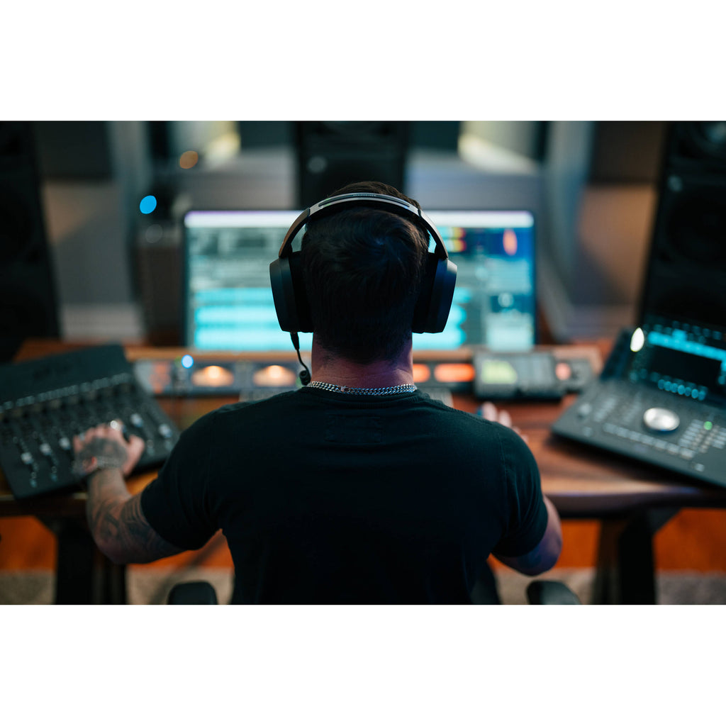 Sennheiser HD 490 Pro Plus studio headphones with over-ear design, black color, and adjustable headband for professional audio.