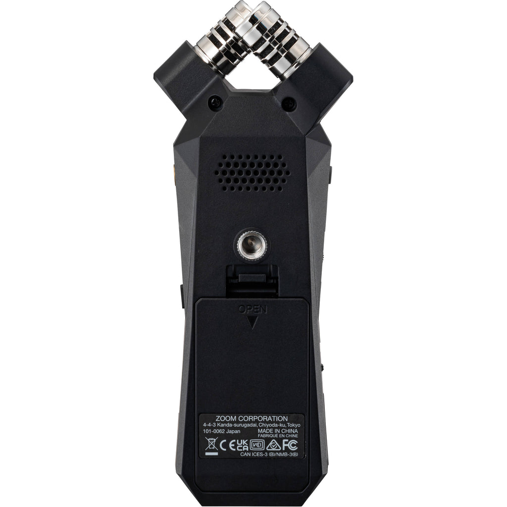 Zoom H1 Essential digital recorder with built-in microphones and compact design for high-quality audio recording.