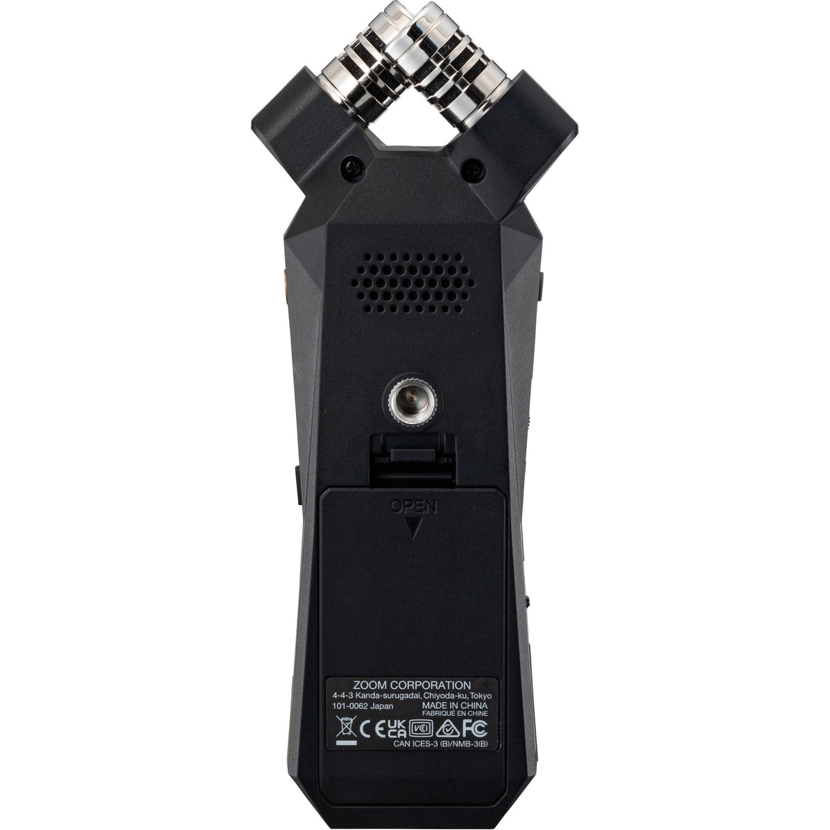 Zoom H1 Essential digital recorder with built-in microphones and compact design for high-quality audio recording.