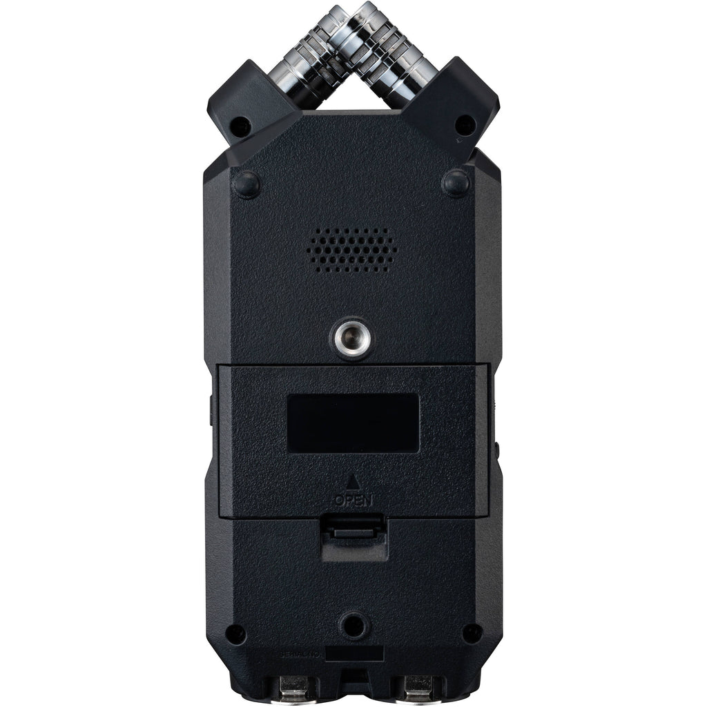 Zoom H4n Essential digital recorder with dual microphones and control buttons, shown on a neutral background.