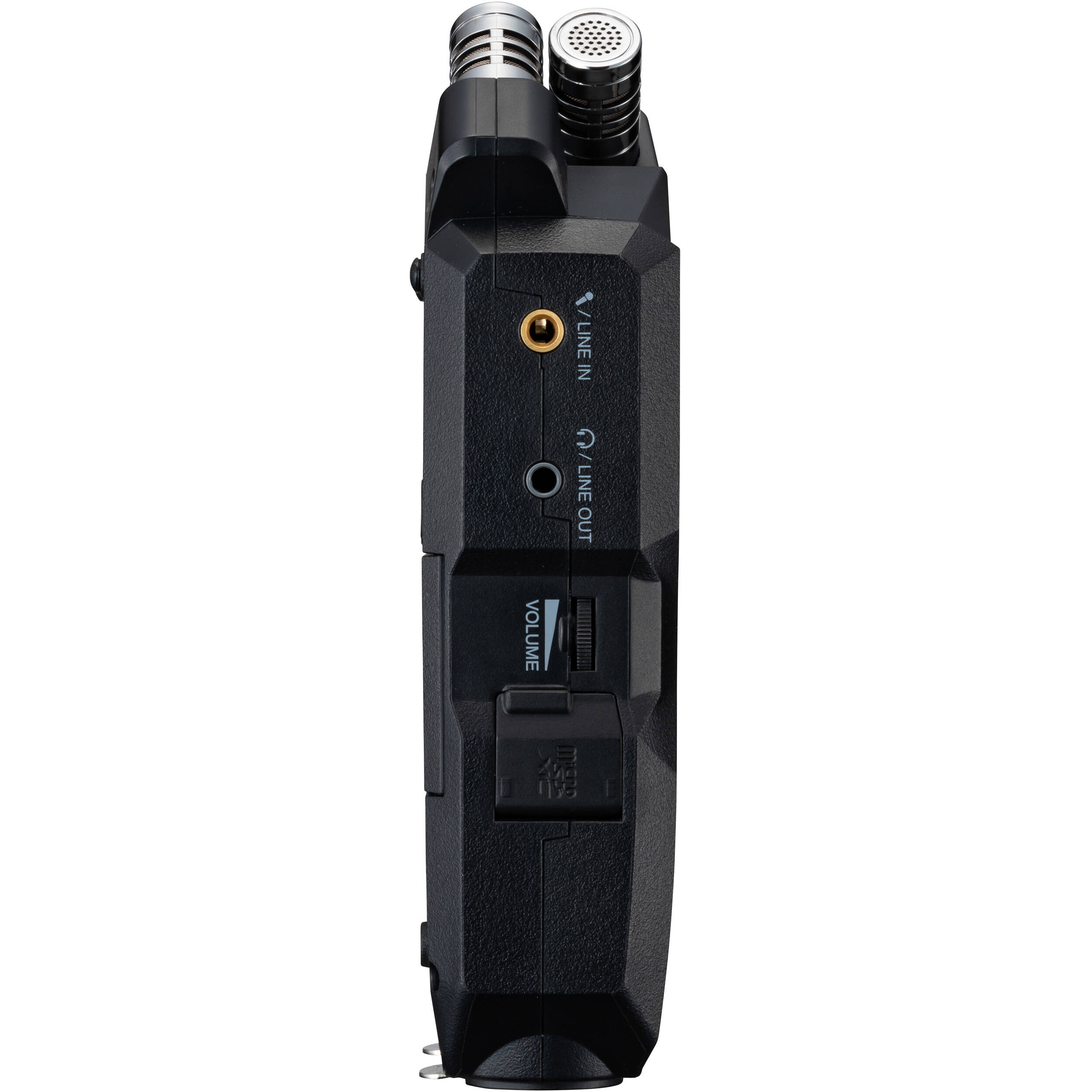 Zoom H4n Essential digital recorder with built-in microphones and control buttons, ideal for high-quality audio recording.