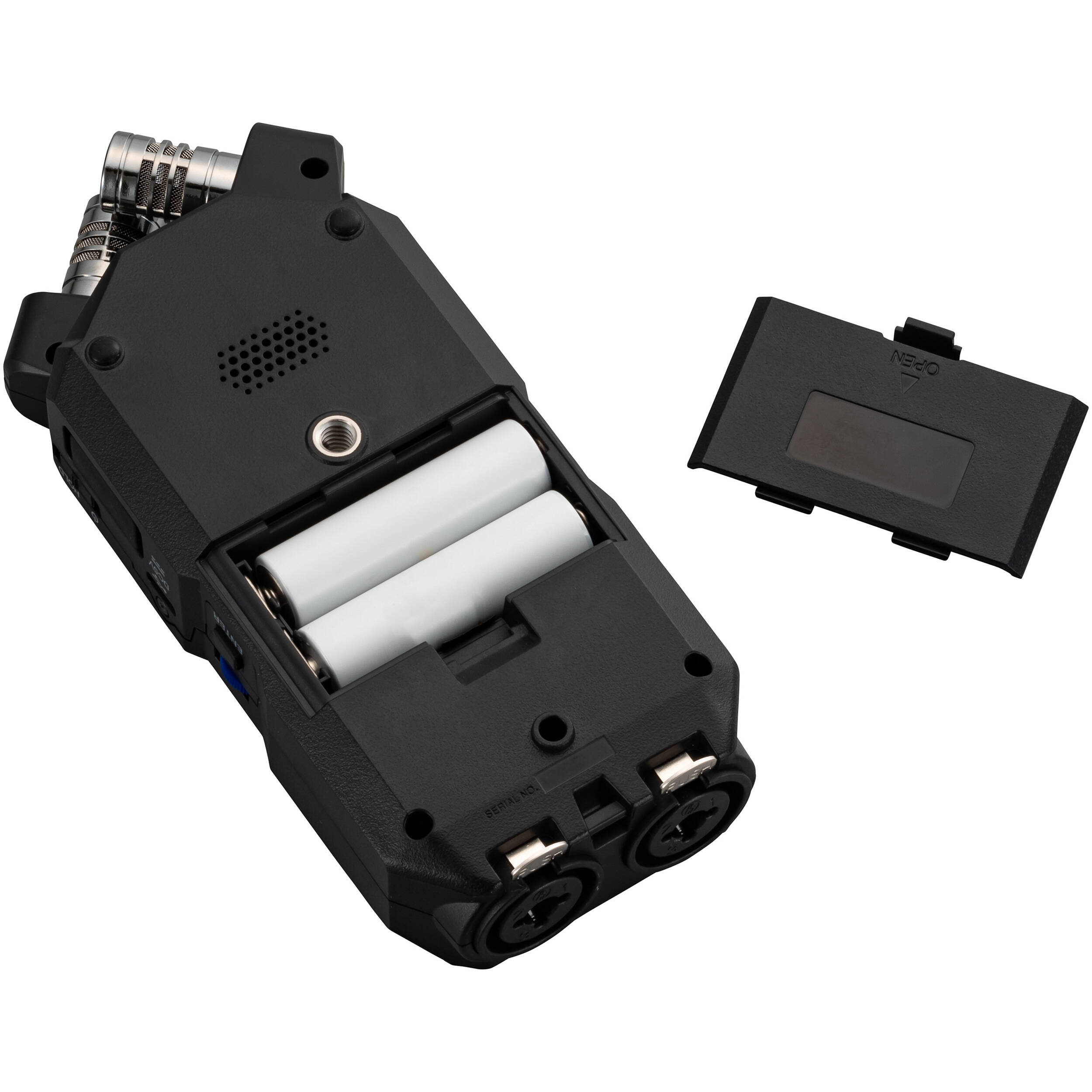 Zoom H4n Essential digital recorder with built-in microphones and control buttons, ideal for high-quality audio recording.