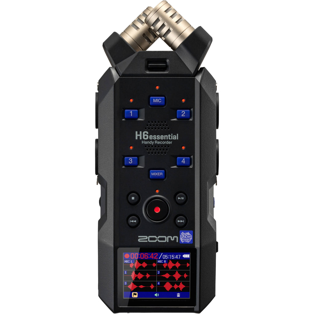 Zoom H6 Essential digital recorder with multiple input ports and ergonomic design, perfect for professional audio recording.