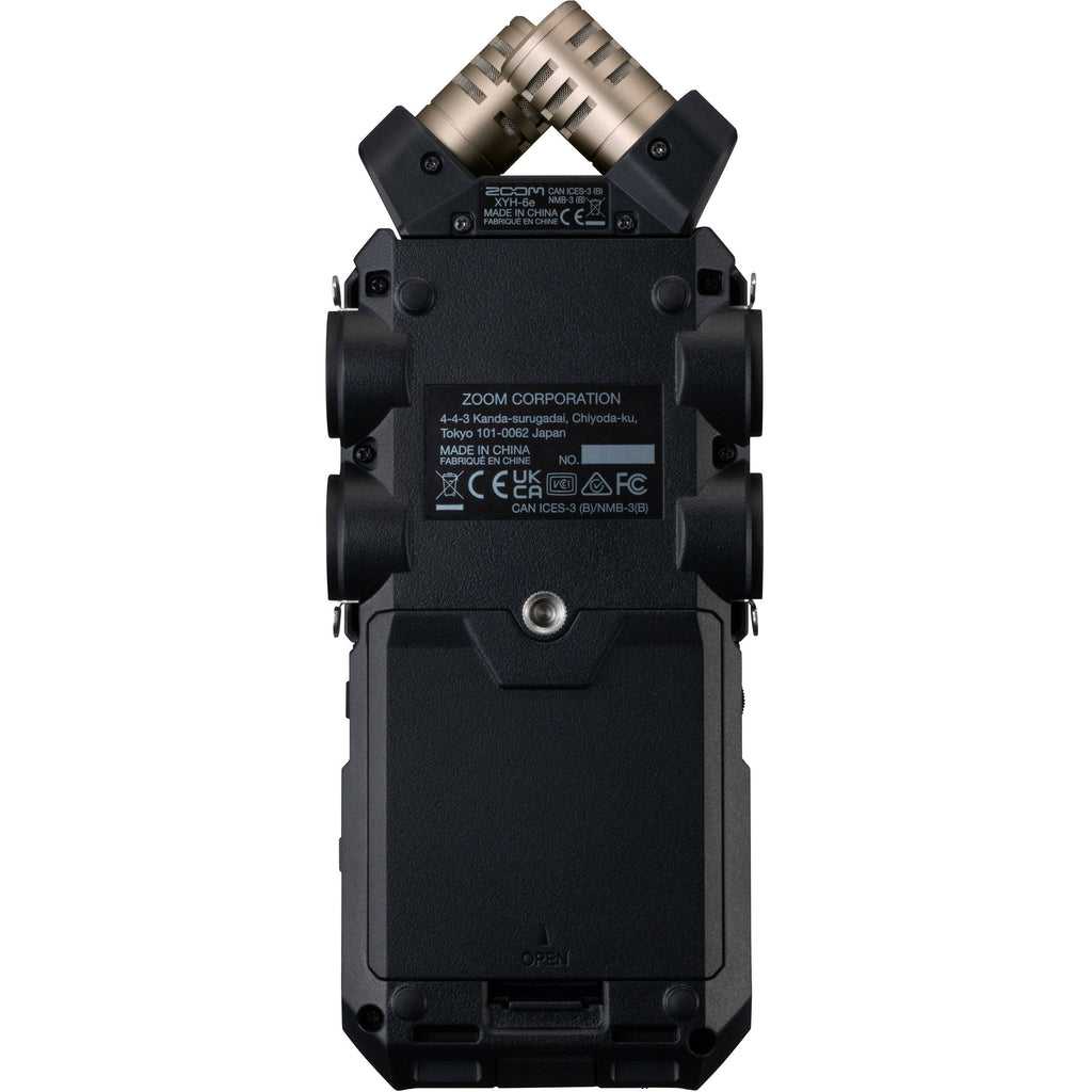 Zoom H6 Essential digital recorder with multiple input ports and colorful controls, designed for professional audio recording.