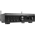 Denon PMA-900HNE stereo amplifier with black finish, featuring control knobs and input ports on the front panel.