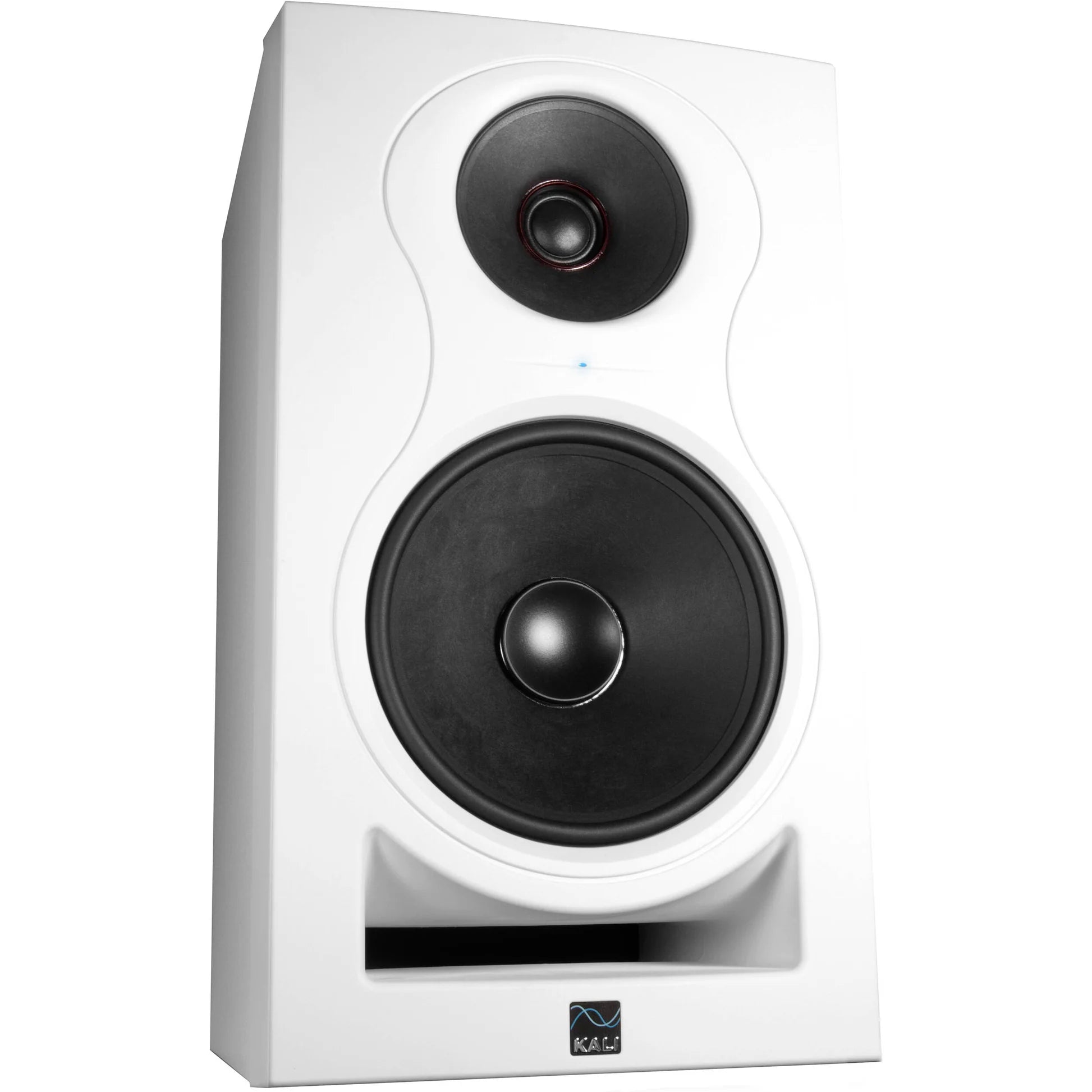 Kali Audio IN-8 V2 active nearfield monitor speaker with sleek black finish and front-facing control panel.