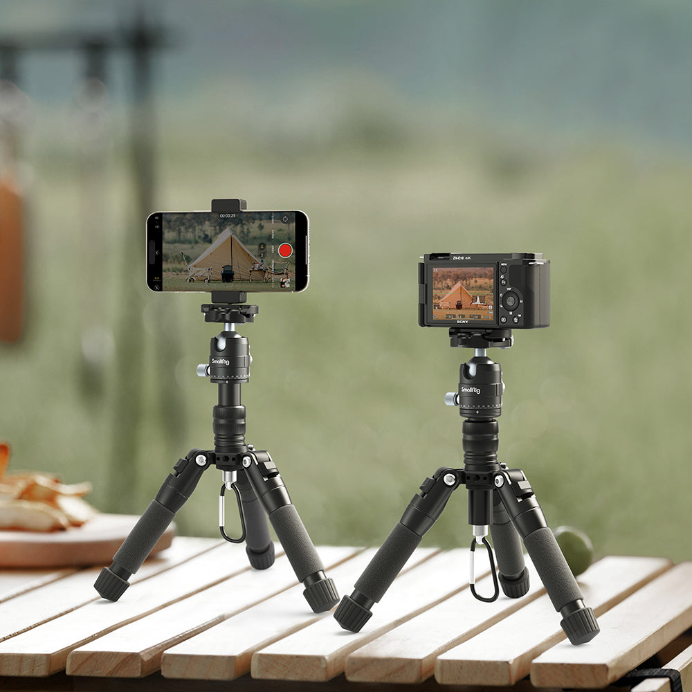 SmallRig aluminum mini tripod VT-20 with adjustable legs and compact design for stable camera support.
