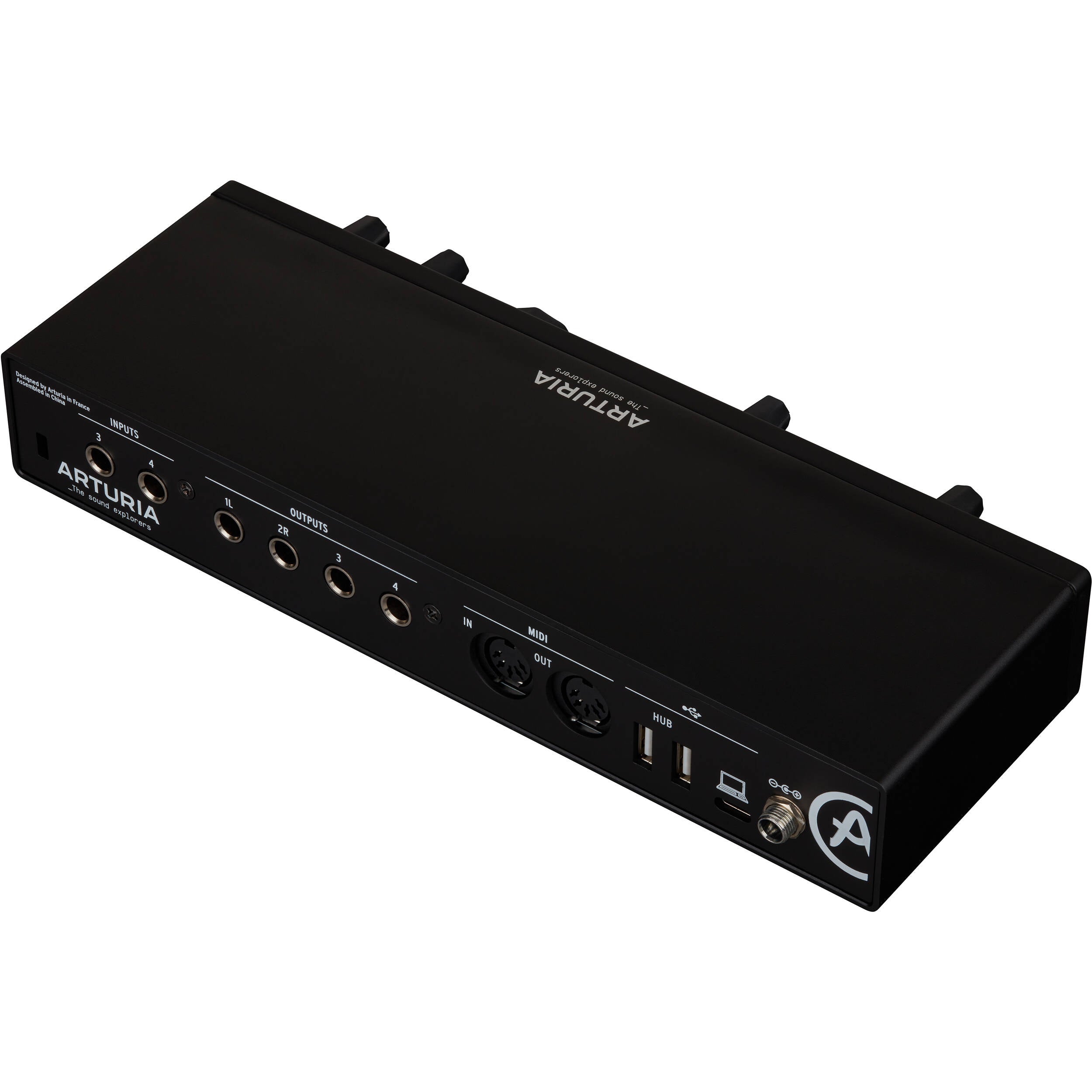 Arturia MiniFuse 4 audio interface with multiple input and output ports, compact design, and professional audio features.