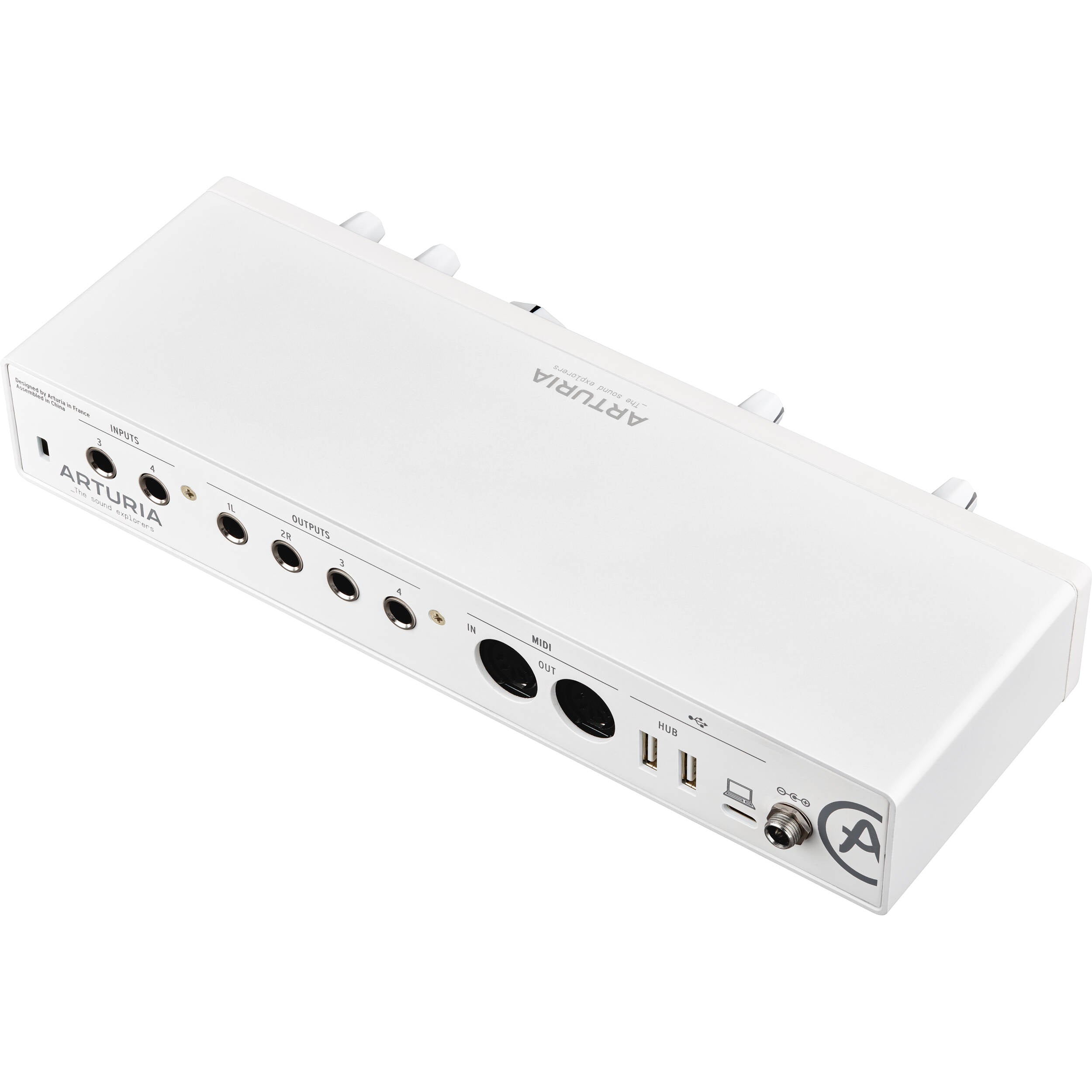 Arturia MiniFuse 4 audio interface with multiple input and output ports for music production and recording.