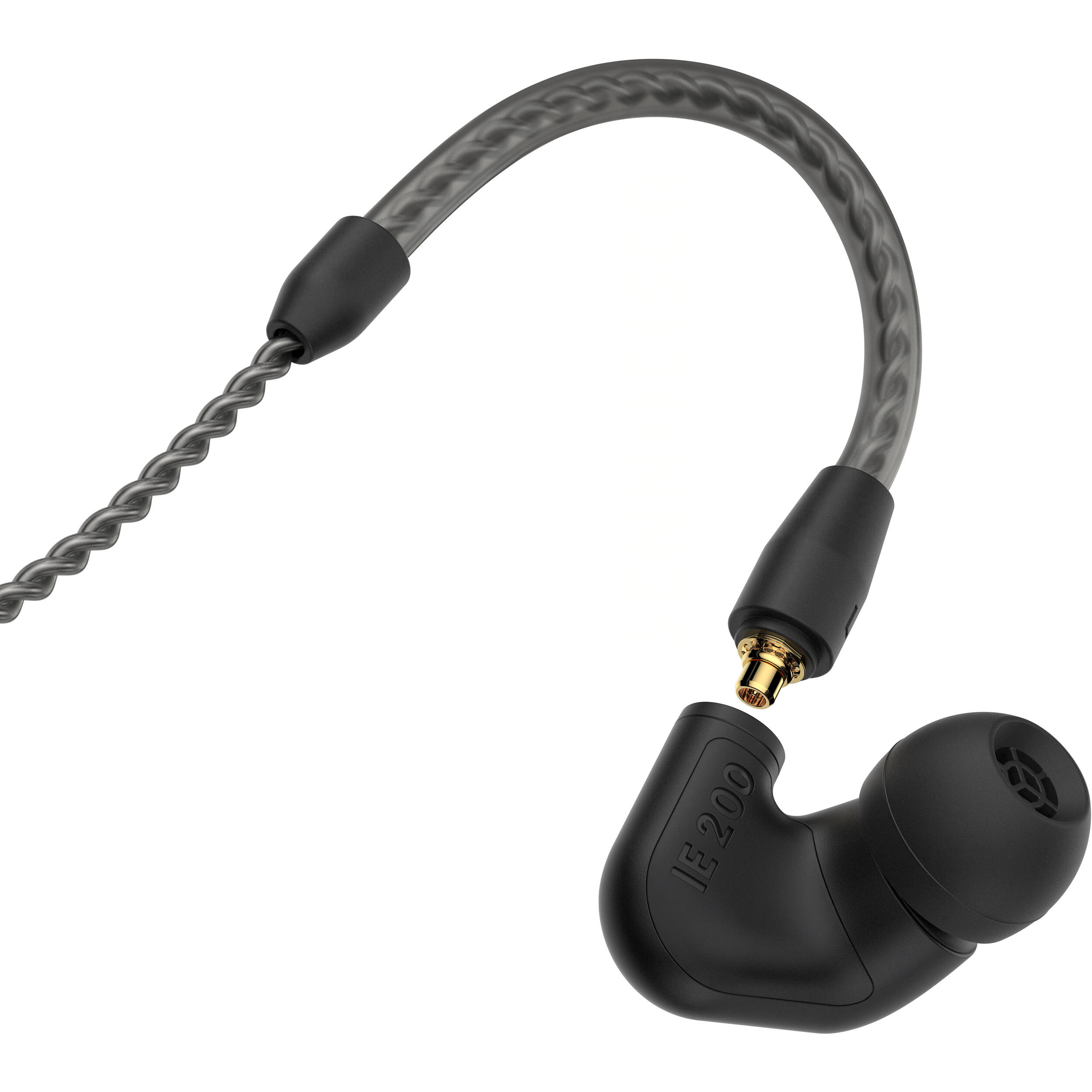 Sennheiser IE 200 wired in-ear headphones with sleek design and ear tips, showcasing premium audio quality and comfort.